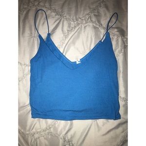 Blue spaghetti strap crop top